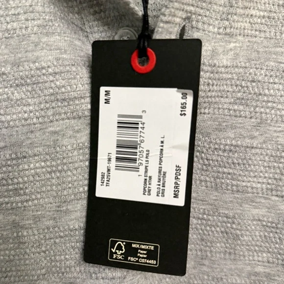 Ted Baker NWT Popcorn Stripe Long-Sleeve Polo in Heather Gray - Picture 7 of 8